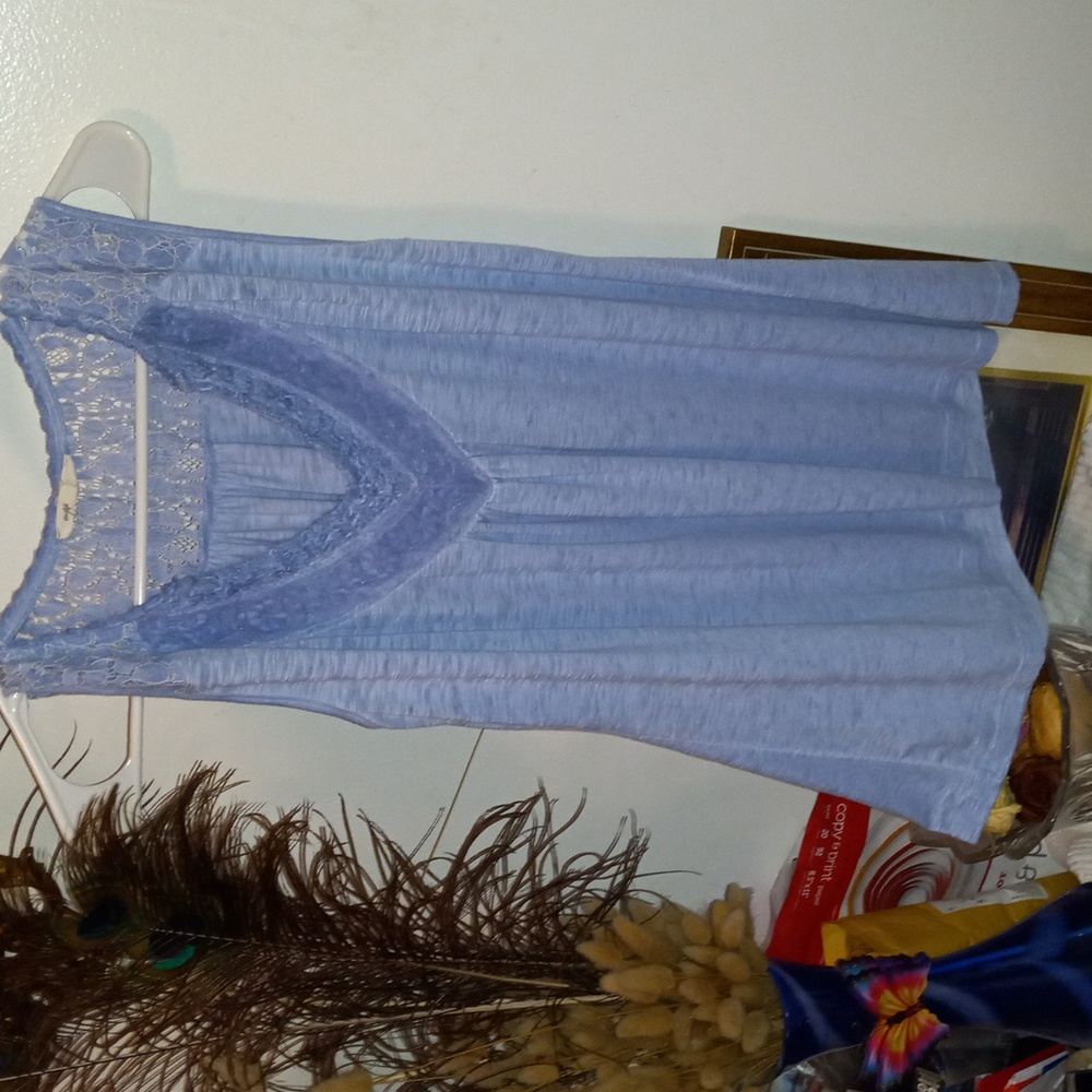 Beautiful blue blouse sleeveless.  So cute.